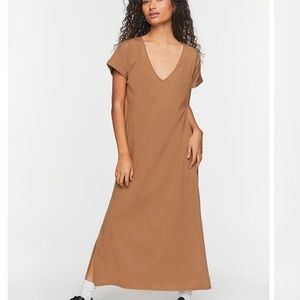 Forever 21 V-neck short sleeve oversize maxi shirt dress XS